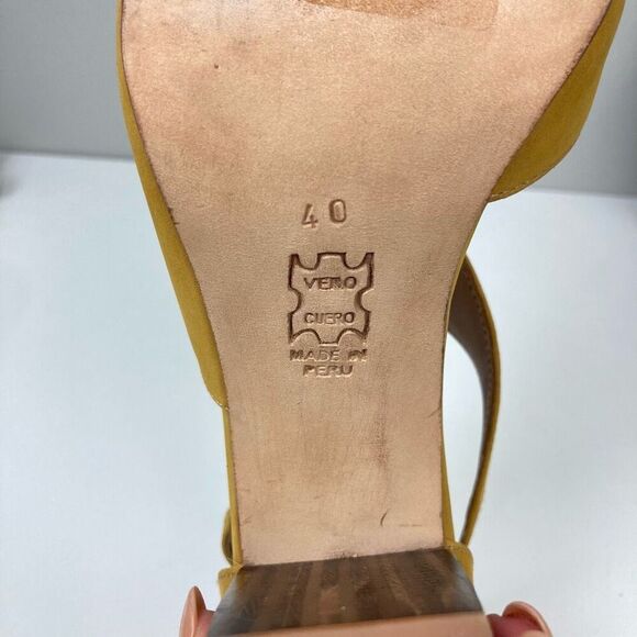 Fortress of Inca Luna Naya Amber Yellow Suede Sculpted Wood Heels US 10, EU 40 - Picture 6 of 7